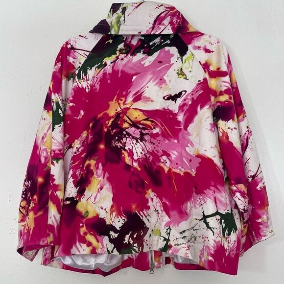 Berek Floral Jacket Extra Large Lagenlook Artsy Rhinestones Full Zip Art To Wear - Picture 9 of 12